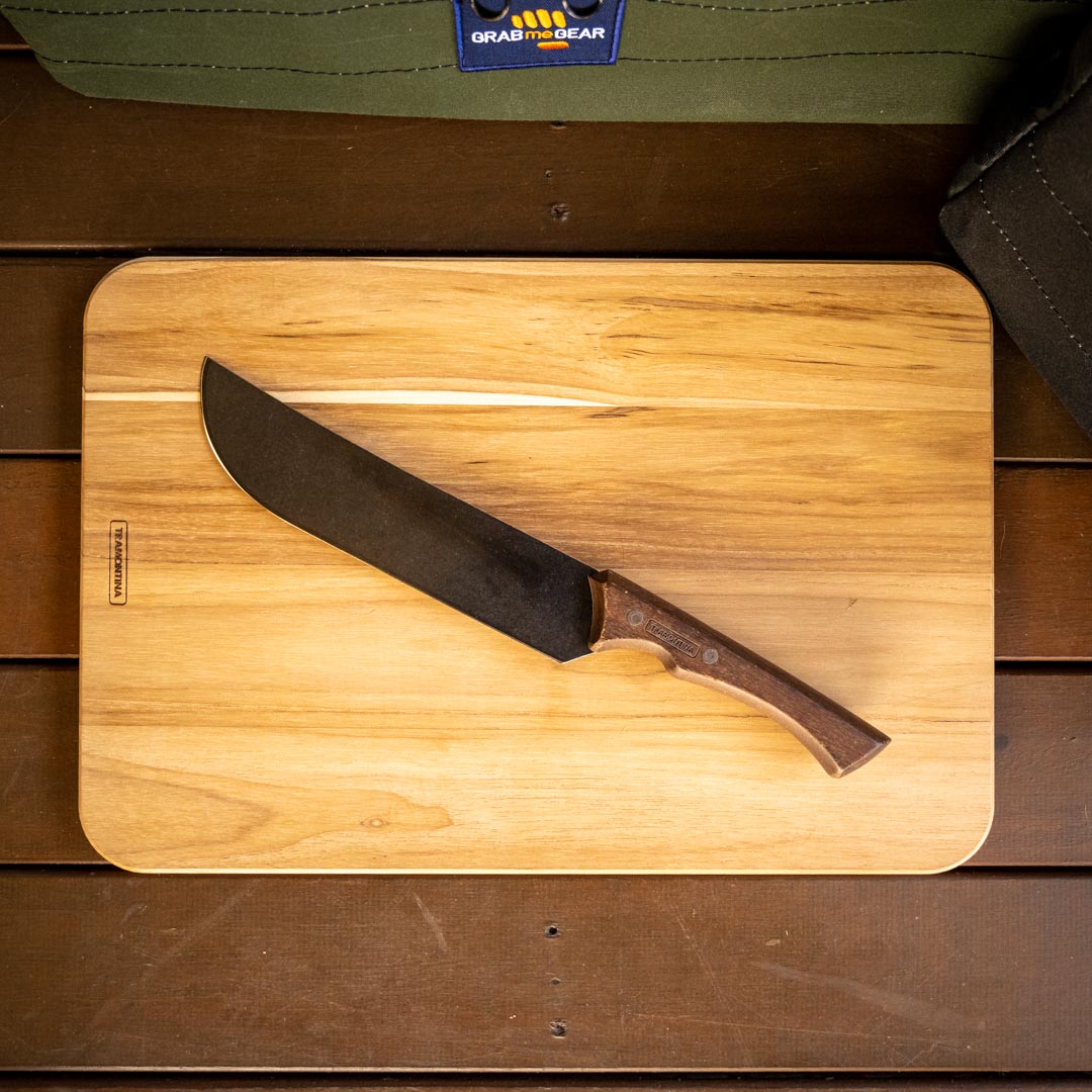 MEAT KNIFE - CHURRASCO BLACK - 8" - WOOD HANDLE